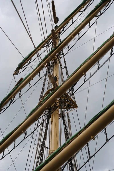 Mast Van Een Schip Haven Van Barcelona — Stockfoto