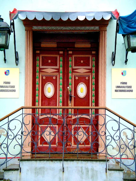 Puerta Madera Estilo Antiguo Con Ventana — Foto de Stock