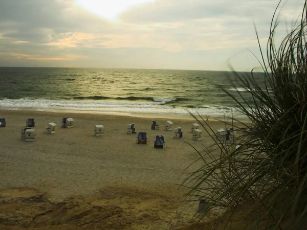 Strandkörbe Meer Tagsüber — Stockfoto