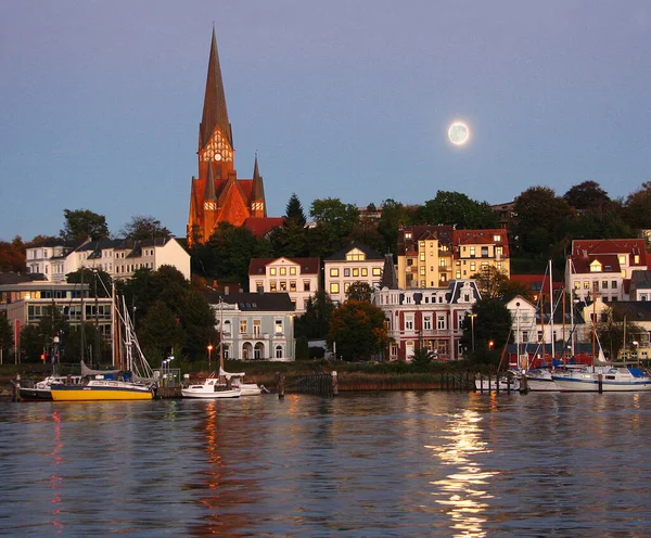 Flensburg Είναι Μια Πόλη Στην Άκρη Του Flensburg Fjord Στα — Φωτογραφία Αρχείου