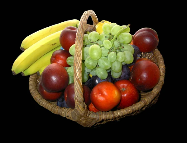 Frukter Och Grönsaker Isolerade Svart — Stockfoto