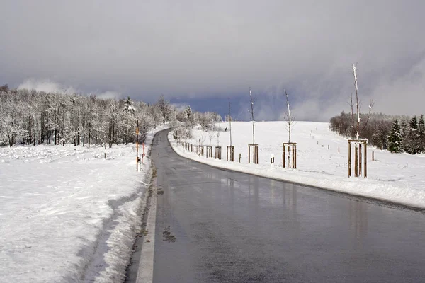 Estrada Paisagem Inverno — Fotografia de Stock