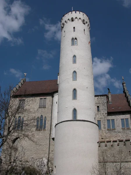 Malebný Pohled Majestátní Středověkou Hradní Architekturu — Stock fotografie