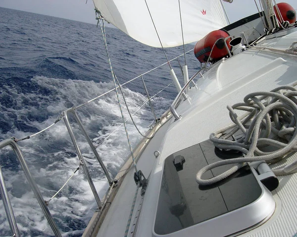 Vista Panorâmica Dos Detalhes Barco Vela — Fotografia de Stock