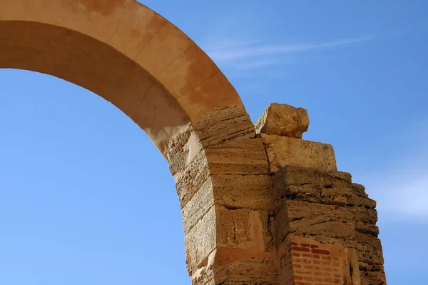 Reste Arc Dans Bain Hadrien Leptis Magna Libye — Photo