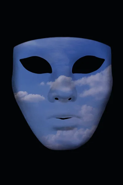 Masque Bleu Sur Fond Noir — Photo
