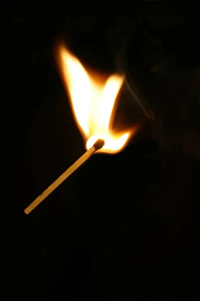 Burning Match Black Background — Stock Photo, Image