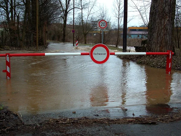 Overstroming Van Rems Schorndorf Zuid Duitsland Maart 2006 — Stockfoto