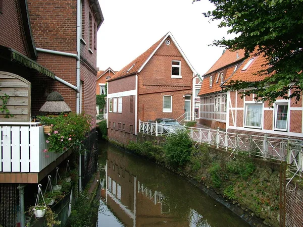 Canal Les Rues Étroites Font Partie Paysage Urbain Jork Dans — Photo