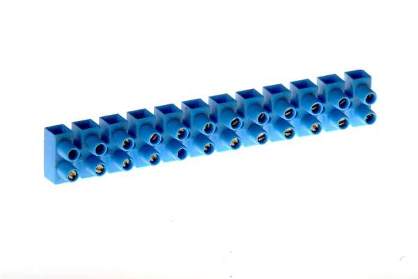 Tornillo Plástico Azul Aislado Sobre Fondo Blanco — Foto de Stock