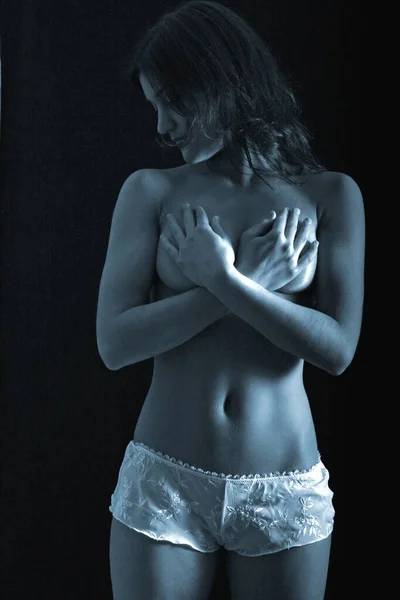 Сексуальна Жінка Чорній Білизні — стокове фото
