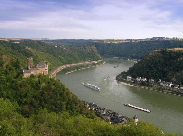 Katz Kalesi Ile Rhine Vadisi — Stok fotoğraf