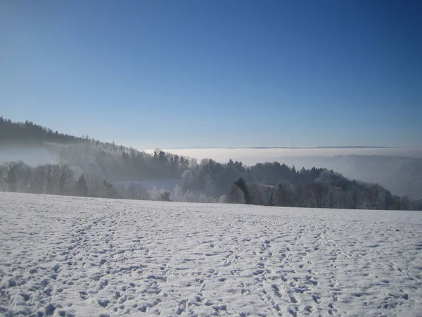 Vista Panorâmica Paisagem Inverno — Fotografia de Stock