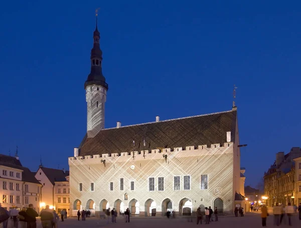 Den Upplysta Rådhuset Tallinn Version — Stockfoto