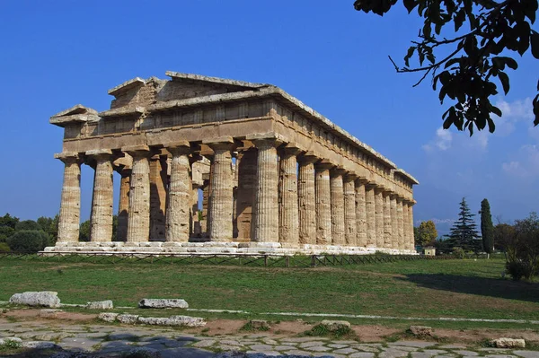 Athenas Tempel Det Grekiska Tempelkomplexet Paestum — Stockfoto