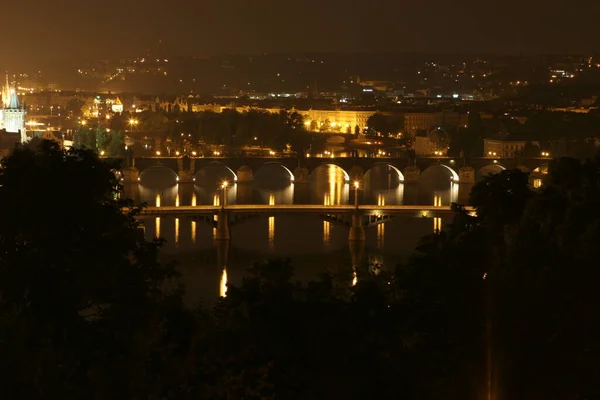Vltava河的夜景 — 图库照片