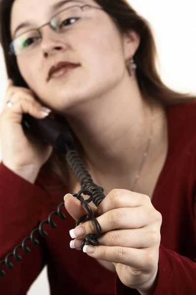 Young Woman Telephone — Stock Photo, Image