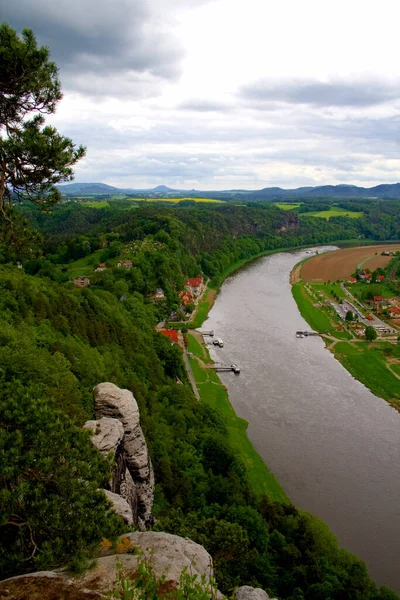 Bastei Labe View Proudu Bastei Pohled Řeku Labe — Stock fotografie