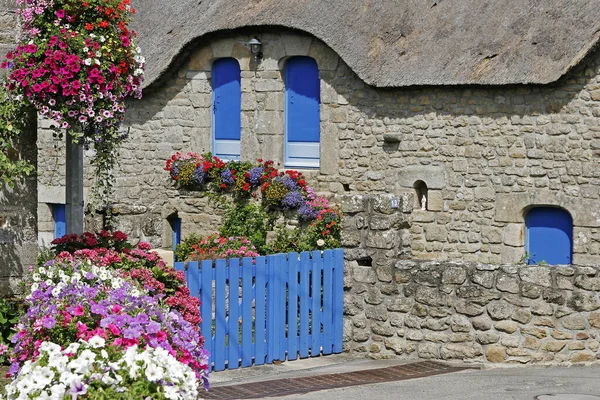 Plouharnel Casa Com Telhado Colmado Telhado Colmado Telhado Colmado — Fotografia de Stock