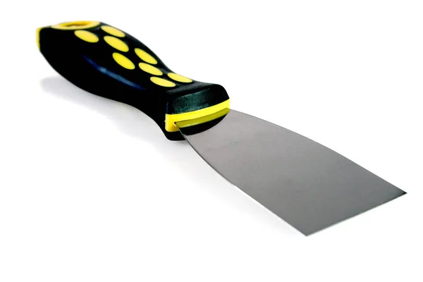 Cuchillo Cuero Negro Amarillo Sobre Fondo Blanco — Foto de Stock