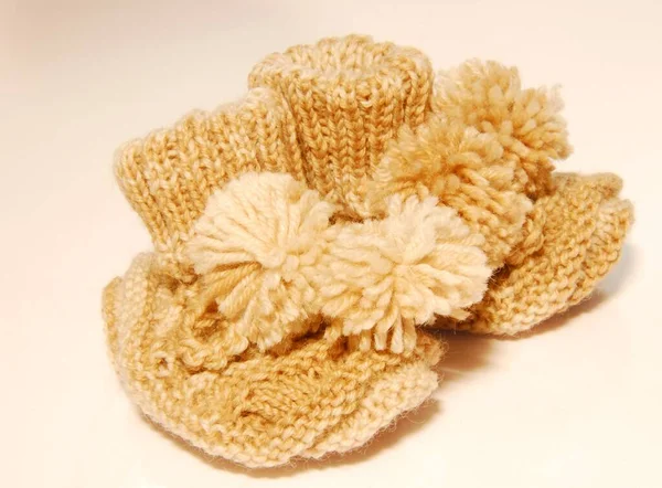 Knitted Woolen Socks White Background — Stock Photo, Image