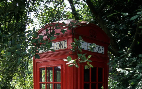 Червона Телефонна Коробка 0351М — стокове фото