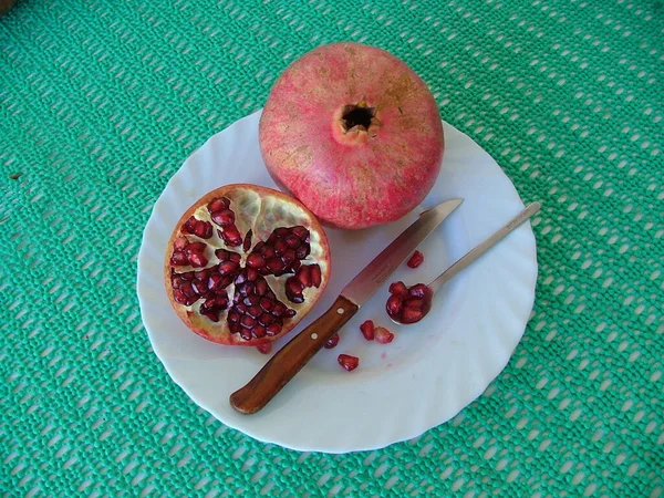 Fruta Romã Vermelha Fresca Fruta Verão — Fotografia de Stock