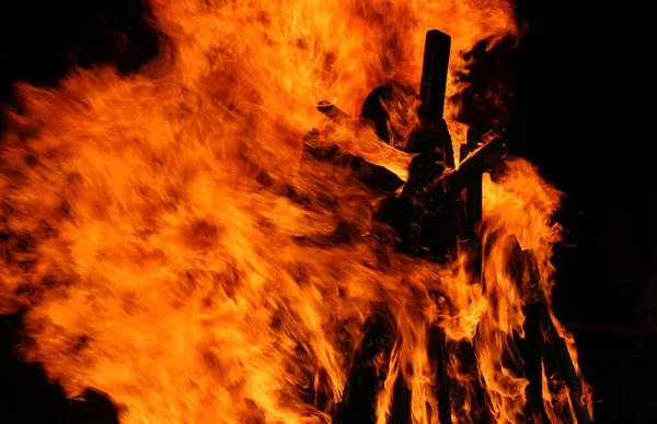 Tűz Láng Fekete Háttér — Stock Fotó