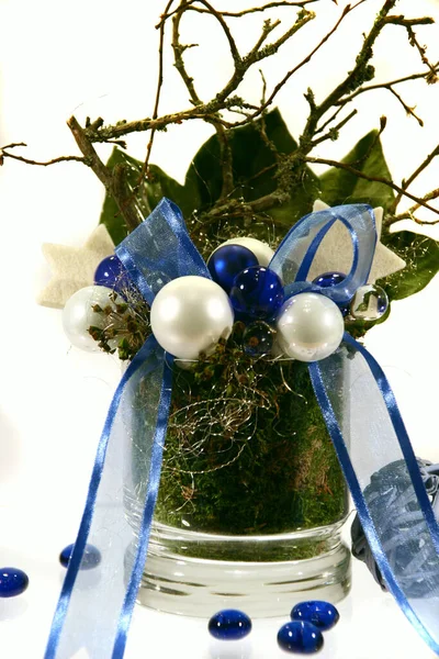 Décoration Noël Bleu Blanc — Photo