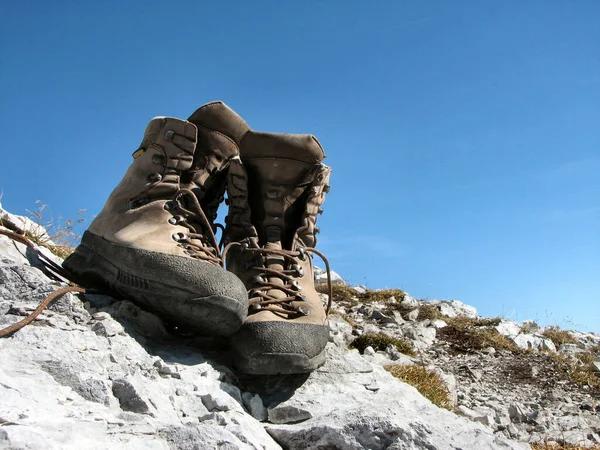 Inclinar Para Casa Juntos Gamsjoch Ainda Mais Botas — Fotografia de Stock