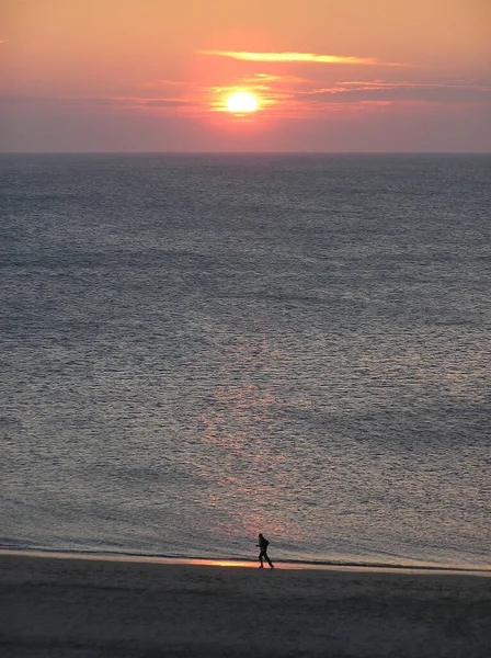 Beach Runners Sunset — Stock Photo, Image