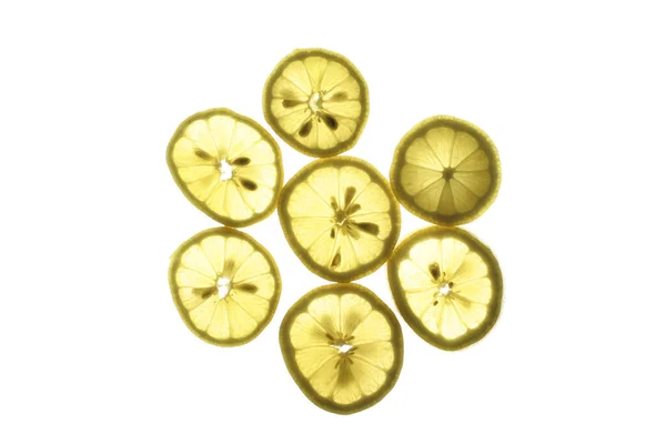 Lemon Slices Isolated White Background Close View — Stock Photo, Image
