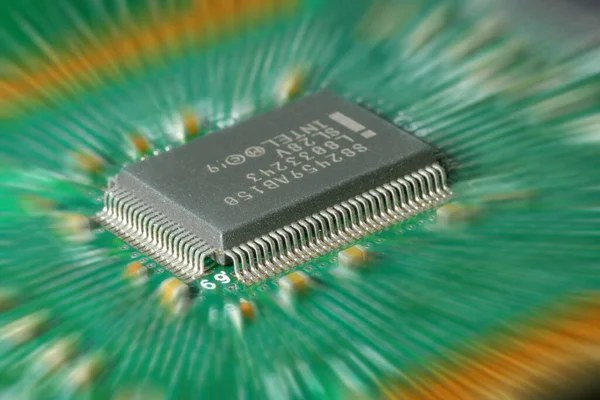 Computerchip Groene Achtergrond — Stockfoto