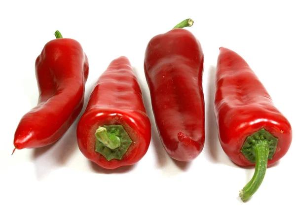 Röd Chili Peppar Isolerad Vit Bakgrund — Stockfoto