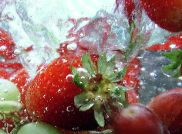 Frutta Acqua Ciotola Vetro Ondulato — Foto Stock