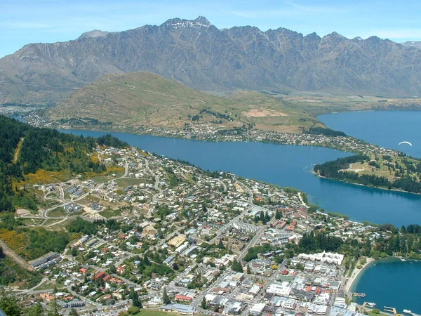 Queenstown Nova Zelândia Fica Margens Lago Wakatipu Nas Ilhas Sul — Fotografia de Stock