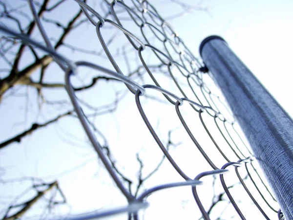 鉄条網の金属製フェンス — ストック写真