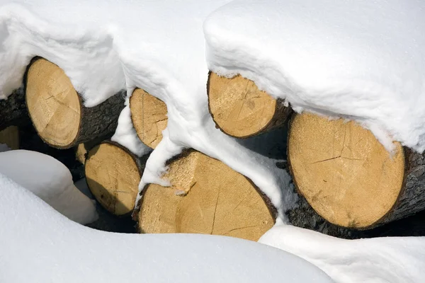 Roundwood Snow — Stock Photo, Image