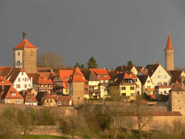 Vista Della Città Vecchia Nel Centro Storico Rothenburg Der Tauber — Foto Stock