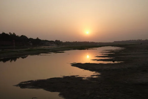 Захід Сонця Тадж Махал — стокове фото