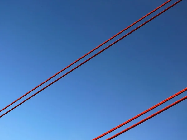 レーバークーゼン ライン橋の支持ロープ — ストック写真