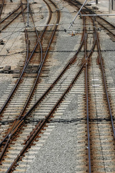 Empty Train Rails Field Stock Picture