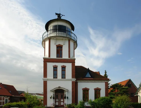 Tento Maják Nachází Přímo Elbdeichem Stále Provozu — Stock fotografie