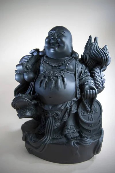 Толстобрюхий Будда Типичный Китайский Будда Персонажи Должны Означать Счастье Торговец — стоковое фото