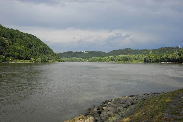 Passau Daki Nehir Üçgeni — Stok fotoğraf