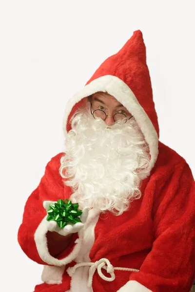 Papai Noel Com Laço Presente — Fotografia de Stock