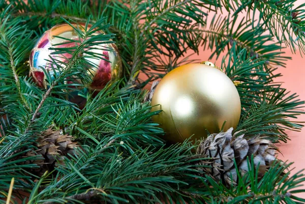 Decorações Natal Com Abeto — Fotografia de Stock
