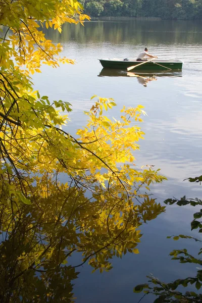 Paisaje Otoñal Con Reflejo Árboles Lago — Foto de Stock