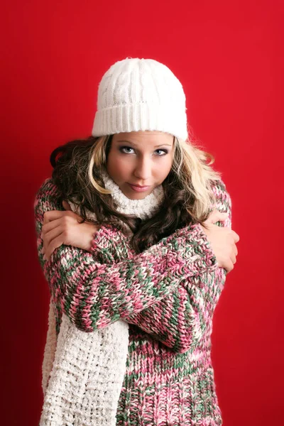 Portret Kobiety Zimie — Zdjęcie stockowe