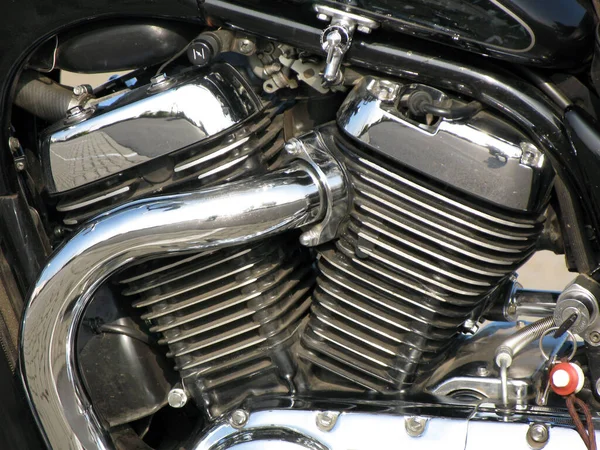 Fechar Motor Motocicleta — Fotografia de Stock